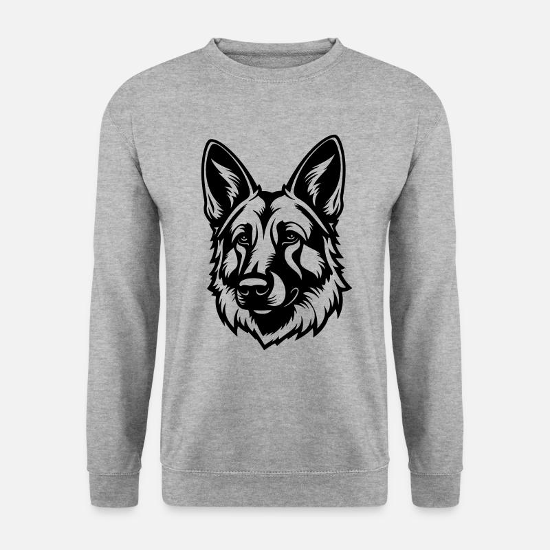 Schäferhund Hund Kopf - Unisex Pullover - Weißgrau meliert