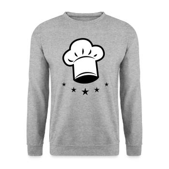 10 Kochmütze 5 Sterne Koch - Unisex Pullover - Weißgrau meliert - Vorne - Alina (178cm) & Michal (187cm)
