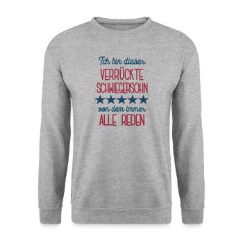 Schwiegersohn Geburtstag Bester Schwieger Sohn - Unisex Pullover - Weißgrau meliert - Vorne - Alina (178cm) & Michal (187cm)