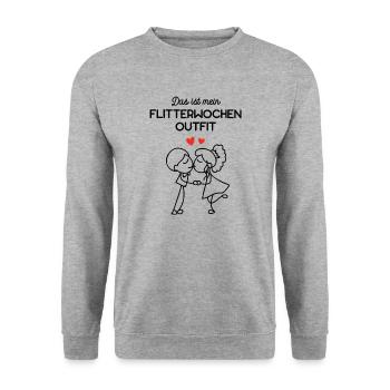 Flitterwochen Outfit Brautpaar Endlich Verheiratet - Unisex Pullover - Weißgrau meliert - Vorne - Alina (178cm) & Michal (187cm)