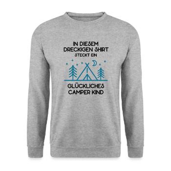 Camper Zelten Campingurlaub Zelt Abenteuer Lustig - Unisex Pullover - Weißgrau meliert - Vorne - Alina (178cm) & Michal (187cm)