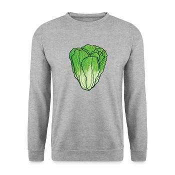 Salatkopf Kopfsalat Gemüse Karneval Kostüm Salat - Unisex Pullover - Weißgrau meliert - Vorne - Alina (178cm) & Michal (187cm)