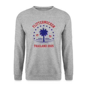 Flitterwochen Thailand 2025 Hochzeitsreise - Unisex Pullover - Weißgrau meliert - Vorne - Alina (178cm) & Michal (187cm)