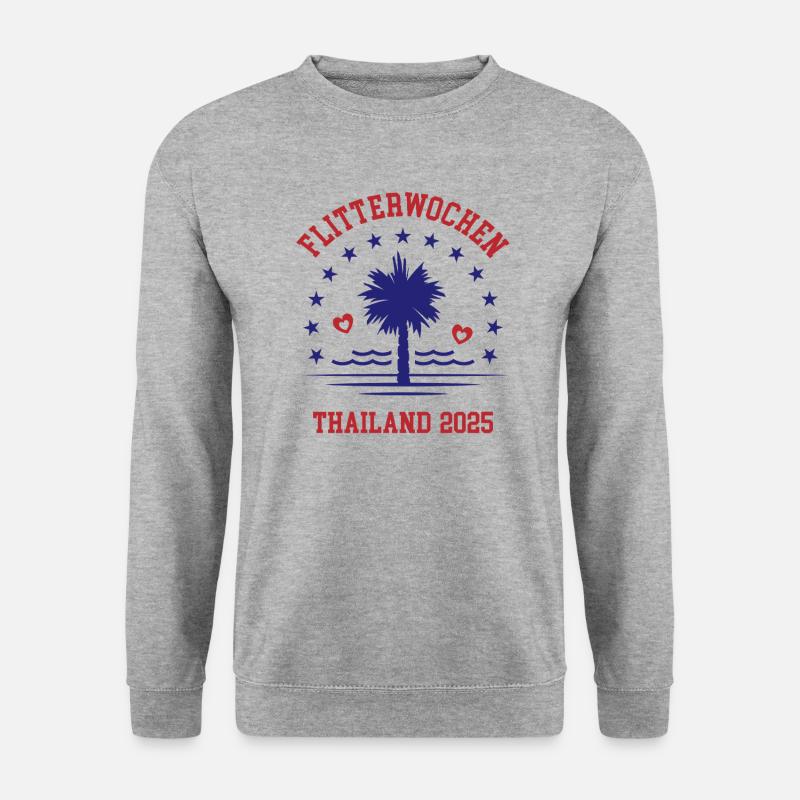 Flitterwochen Thailand 2025 Hochzeitsreise - Unisex Pullover - Weißgrau meliert