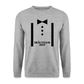 Bräutigam 2025 Junggesellenabschied Braeutigam - Unisex Pullover - Weißgrau meliert - Vorne - Alina (178cm) & Michal (187cm)