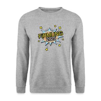 Firmung 2025 Firmling Firmungen Firmsakrament - Unisex Pullover - Weißgrau meliert - Vorne - Alina (178cm) & Michal (187cm)
