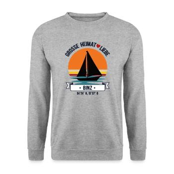 Binz Heimat Mecklenburg Vorpommern Insel Rügen - Unisex Pullover - Weißgrau meliert - Vorne - Alina (178cm) & Michal (187cm)