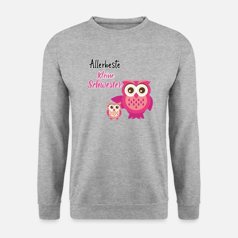 beste kleine Schwester Eule kleine schwester - Unisex Pullover - Weißgrau meliert