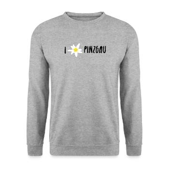 I love Pinzgau Edelweiss Edition - Unisex Pullover - Weißgrau meliert - Vorne - Alina (178cm) & Michal (187cm)