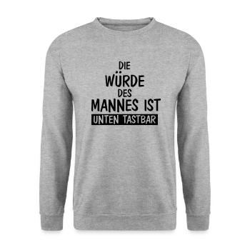Die Würde des Mannes Flirt Versaut Anmache Single - Unisex Pullover - Weißgrau meliert - Vorne - Alina (178cm) & Michal (187cm)