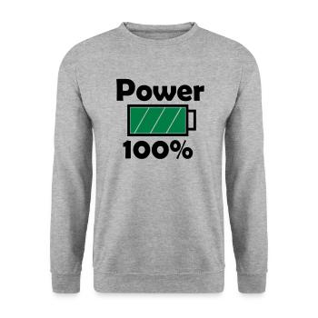 Power 100% with full battery icon - Unisex Sweatshirt - salt & pepper - Front - Alina (178cm) & Michal (187cm)