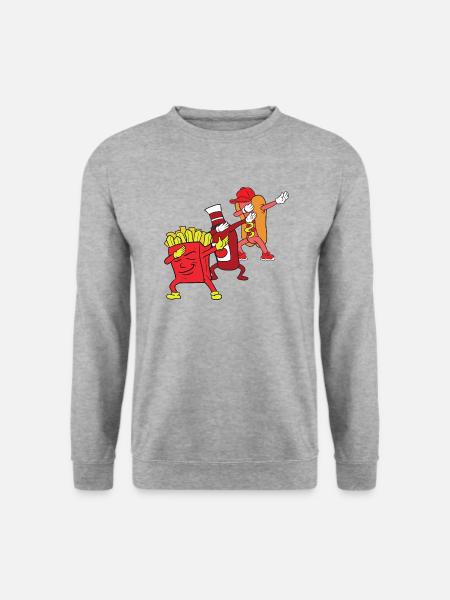 Dabbing Dab Hot Dog Ketchup Pommes French Fries - Unisex Pullover - Weißgrau meliert