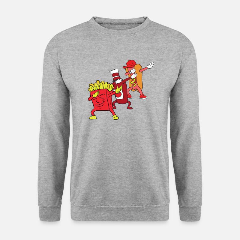 Dabbing Dab Hot Dog Ketchup Pommes French Fries - Unisex Pullover - Weißgrau meliert
