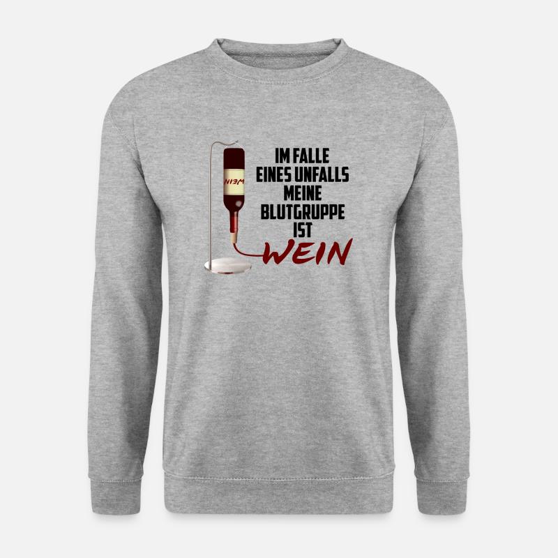 Wein Geschenk Unfall Blutgruppe Infusion - Unisex Pullover - Weißgrau meliert
