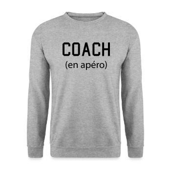 Coach auf Aperitif - Unisex Pullover - Weißgrau meliert - Vorne - Alina (178cm) & Michal (187cm)
