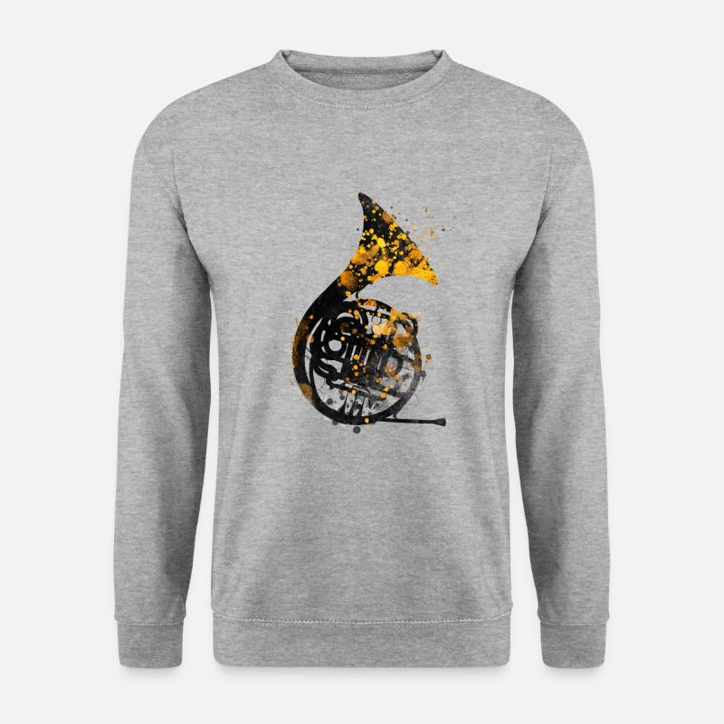 Waldhorn Musik Kunst - Unisex Pullover - Weißgrau meliert