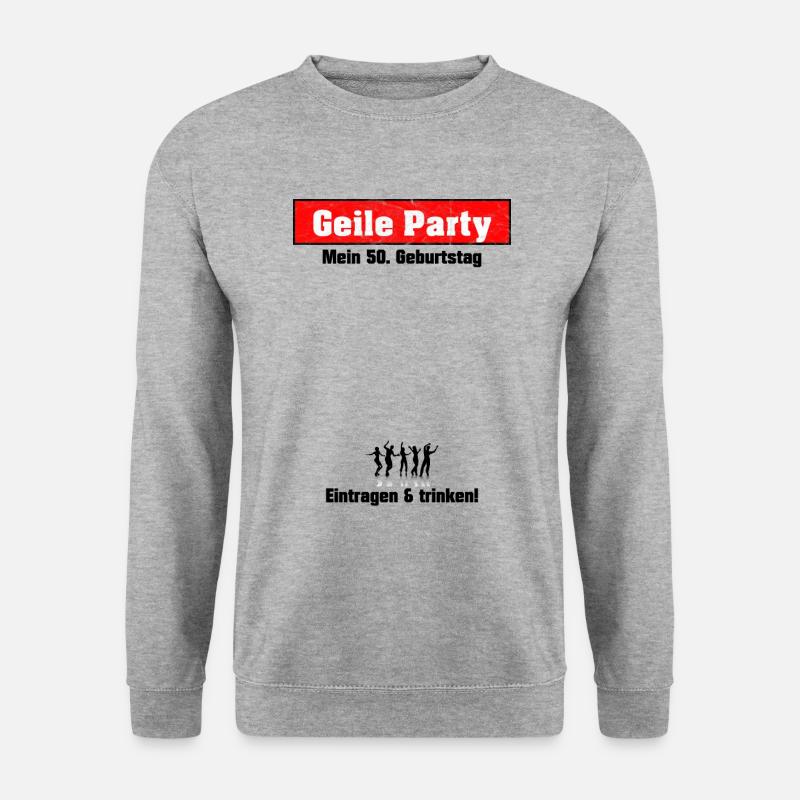 50. Geburtstag Gästebuch Geburtstagsgeschenk - Unisex Pullover - Weißgrau meliert