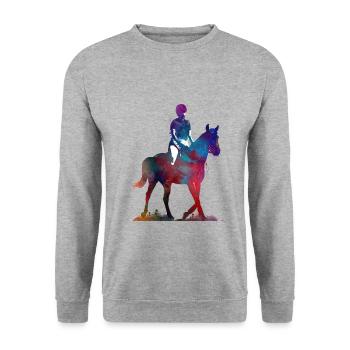 Rider #rider #horse #sport - Sweat-shirt Unisexe - gris chiné - Devant - Alina (178cm) & Michal (187cm)