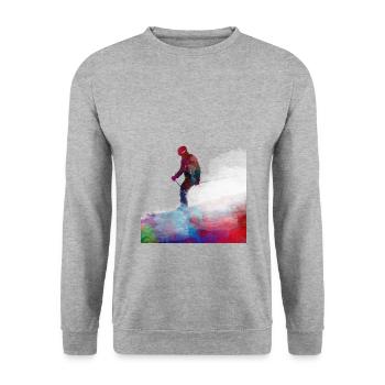 Skisport Kunst #ski #sport - Unisex Pullover - Weißgrau meliert - Vorne - Alina (178cm) & Michal (187cm)