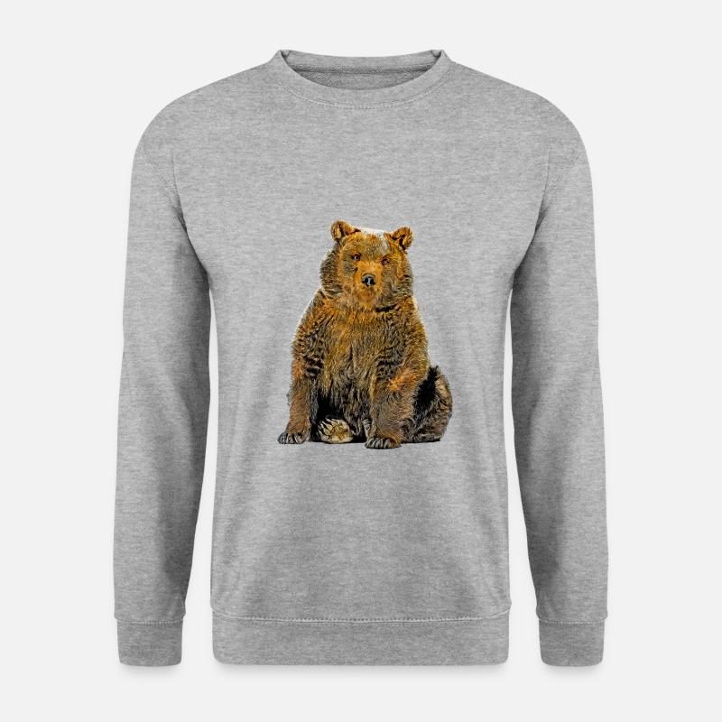 Cartoon Bär - Unisex Pullover - Weißgrau meliert