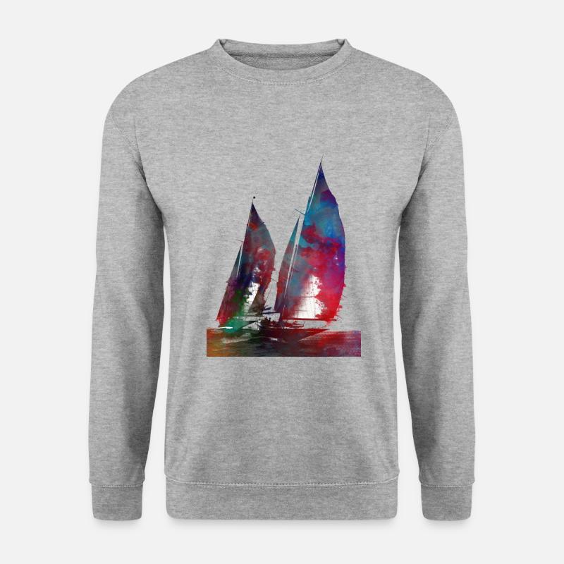 Segelsport Kunst #sailing - Unisex Pullover - Weißgrau meliert