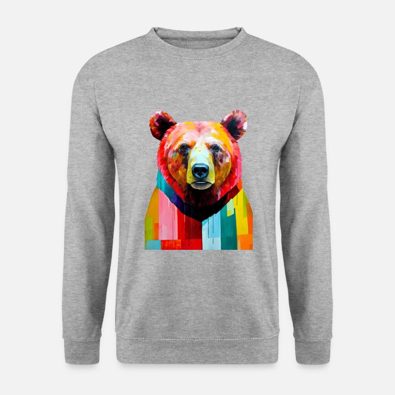 Bärentierkunst #bear - Unisex Pullover - Weißgrau meliert