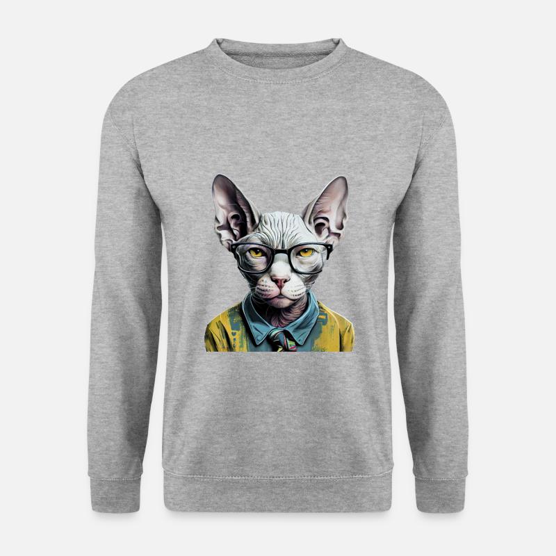 Hipster cat Ziggy - Unisex Sweatshirt - salt & pepper