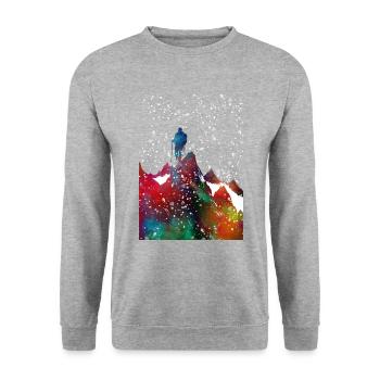 Mountaineer sport art #sport - Unisex Sweatshirt - salt & pepper - Front - Alina (178cm) & Michal (187cm)