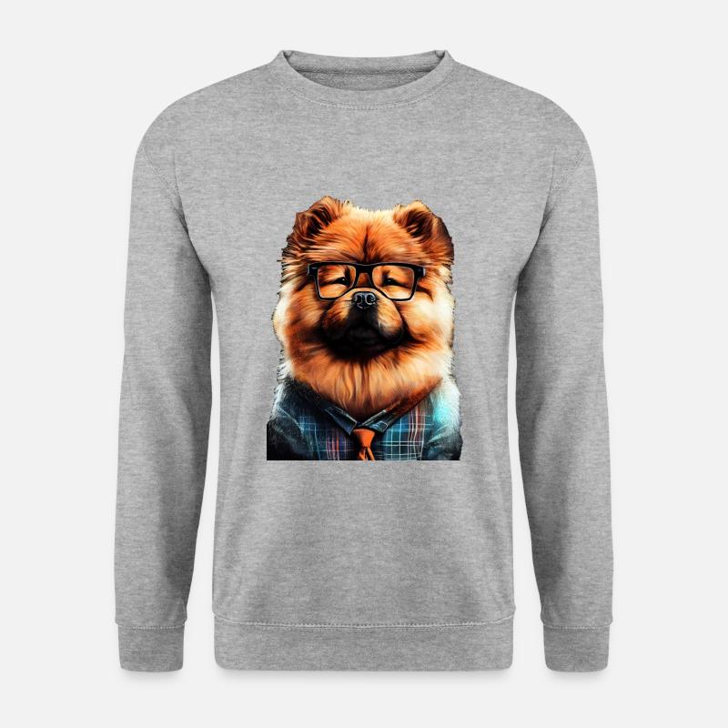 Chow Chow Hund Moch - Unisex Pullover - Weißgrau meliert