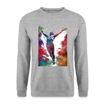 Towards the water surface #sport - Unisex Sweatshirt - salt & pepper - Front - Alina (178cm) & Michal (187cm)
