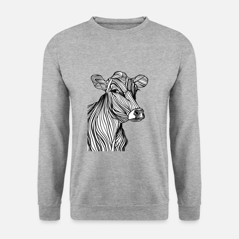 Art Lines #cow - Unisex Pullover - Weißgrau meliert
