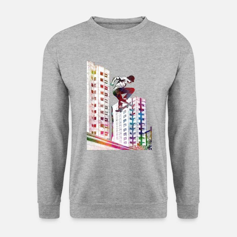 Skateboard Sport Kunst #skate #skateboard #sport - Unisex Pullover - Weißgrau meliert
