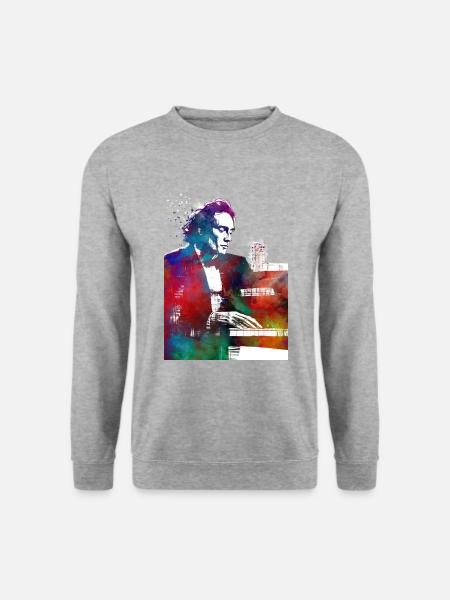 Pianist Musik Kunst - Unisex Pullover - Weißgrau meliert