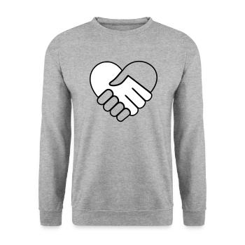 Heart hand in hand white-colorless - Unisex Sweatshirt - salt & pepper - Front - Alina (178cm) & Michal (187cm)