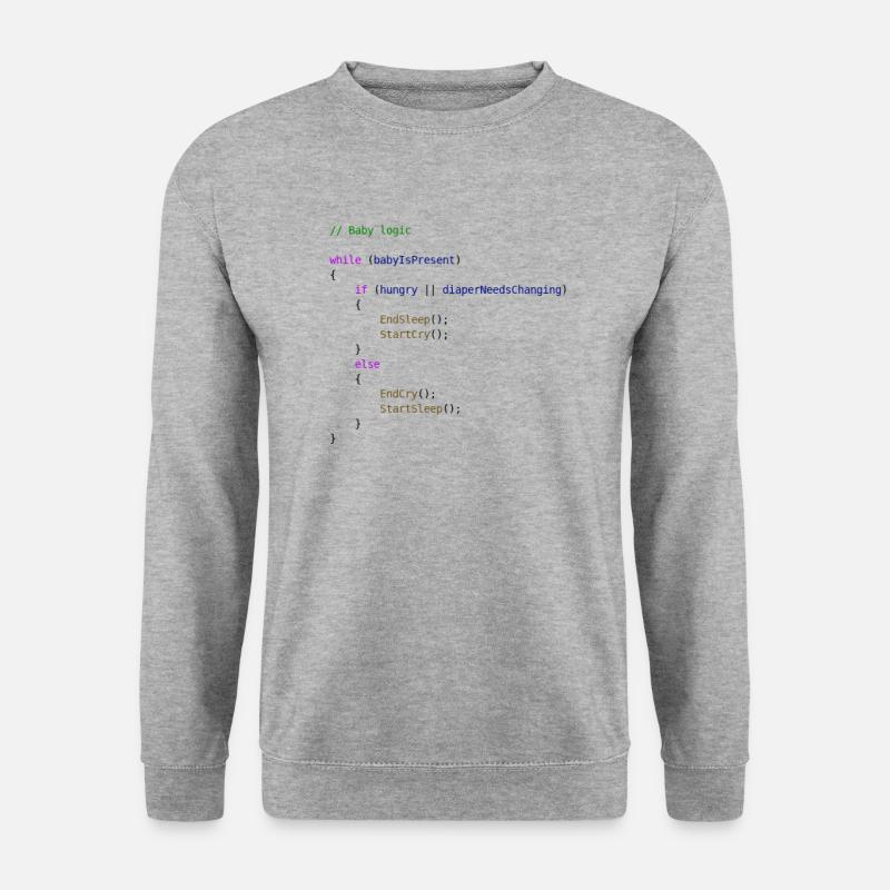Idée cadeau programmeur logique bébé - Sweat-shirt Unisexe - gris chiné