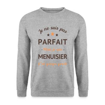 Menuisier parfait humour homme - Sweat-shirt Unisexe - gris chiné - Devant - Alina (178cm) & Michal (187cm)