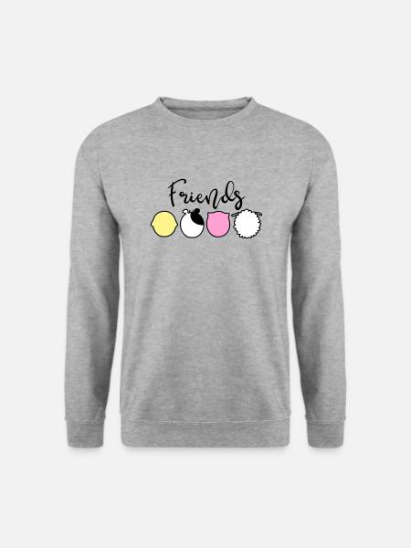 Animals are friends - no food - Vegetarier Vegan - Unisex Pullover - Weißgrau meliert