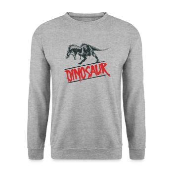 Dinosaurier - Unisex Pullover - Weißgrau meliert - Vorne - Alina (178cm) & Michal (187cm)