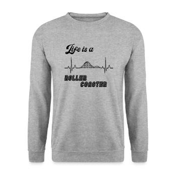 Roller Coaster / Heartbeat / ECG - Idée de cadeau - Sweat-shirt Unisexe - gris chiné - Devant - Alina (178cm) & Michal (187cm)