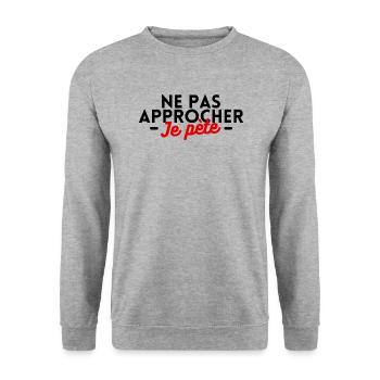 Ne pas approcher je pète - Sweat-shirt Unisexe - gris chiné - Devant - Alina (178cm) & Michal (187cm)