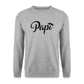 papi - Unisex Sweatshirt - salt & pepper - Front - Alina (178cm) & Michal (187cm)