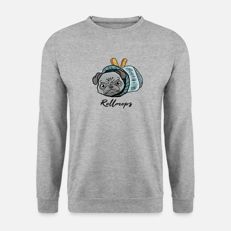 Mops beim Fasching! Geschenk Rollmops - Unisex Pullover - Weißgrau meliert