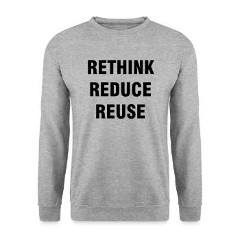 RETHINK REDUCE REUSE - Unisex Sweatshirt - salt & pepper - Front - Alina (178cm) & Michal (187cm)