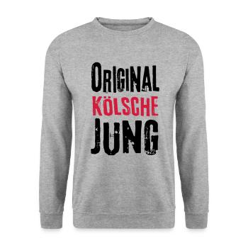 Kölsche Jung Original Kölner Junge Karneval Köln - Unisex Pullover - Weißgrau meliert - Vorne - Alina (178cm) & Michal (187cm)