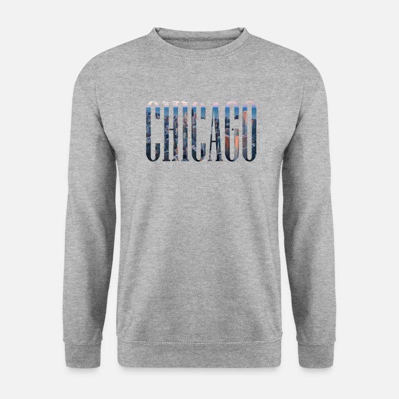 CHICAGO USA Illinois Skyline Amerika Lake Michigan - Unisex Pullover - Weißgrau meliert