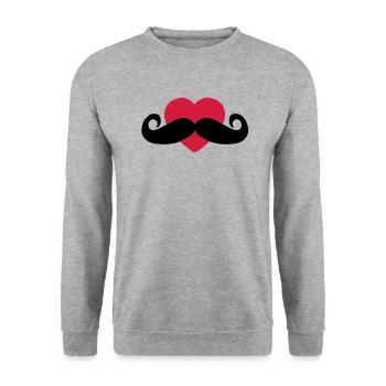 heart moustache / love moustache - Sweat-shirt Unisexe - gris chiné - Devant - Alina (178cm) & Michal (187cm)