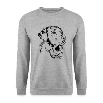 GOLDEN RETRIEVER Portrait Wilsigns - Unisex Pullover - Weißgrau meliert - Vorne - Alina (178cm) & Michal (187cm)