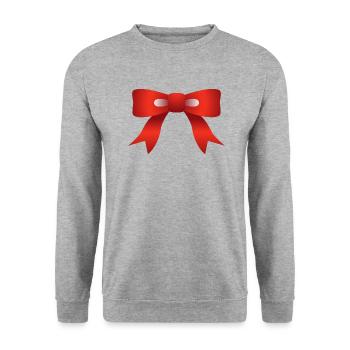 Idée cadeau Noël ruban rouge - Sweat-shirt Unisexe - gris chiné - Devant - Alina (178cm) & Michal (187cm)