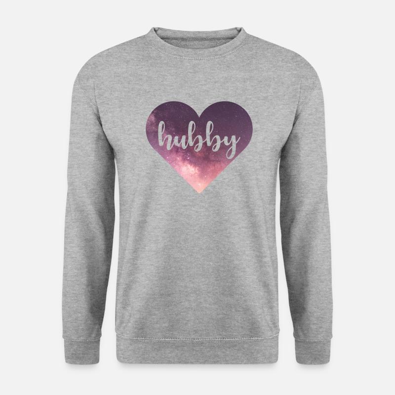 Hubby Galaxy Herz - Unisex Pullover - Weißgrau meliert