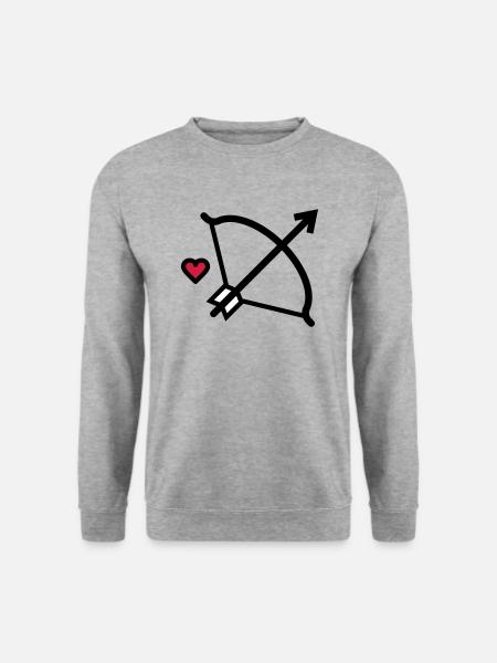 Pfeil und Bogen Amors Pfeil für Verliebte - Unisex Pullover - Weißgrau meliert
